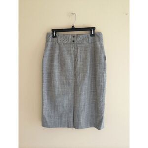 Banana Republic Womens Buttons Pencil Knee Zipper Stretch Skirt Gray Sz 10 NWT